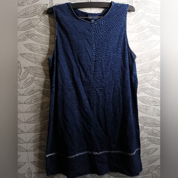 PureJill J Jill Indigo Blouse Sleeveless Tunic Length Cotton Modest Boho - Picture 7 of 7